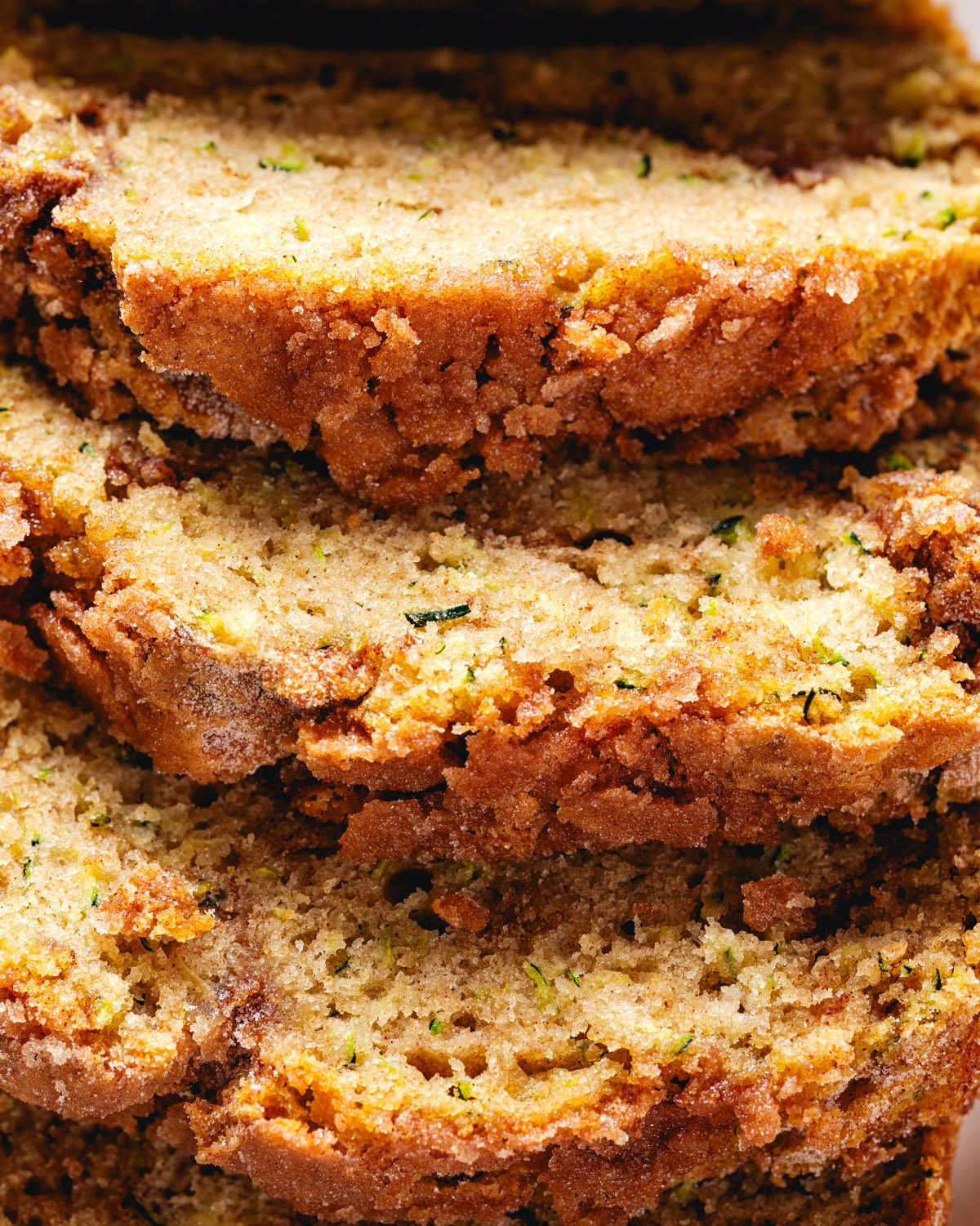 Snickerdoodle Zucchini Bread slices.