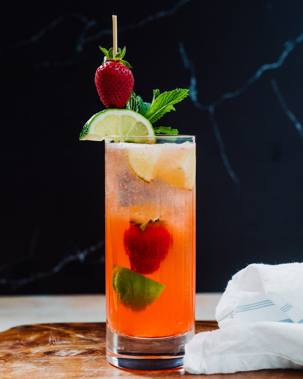 Summer cocktails: strawberry mojito in glass