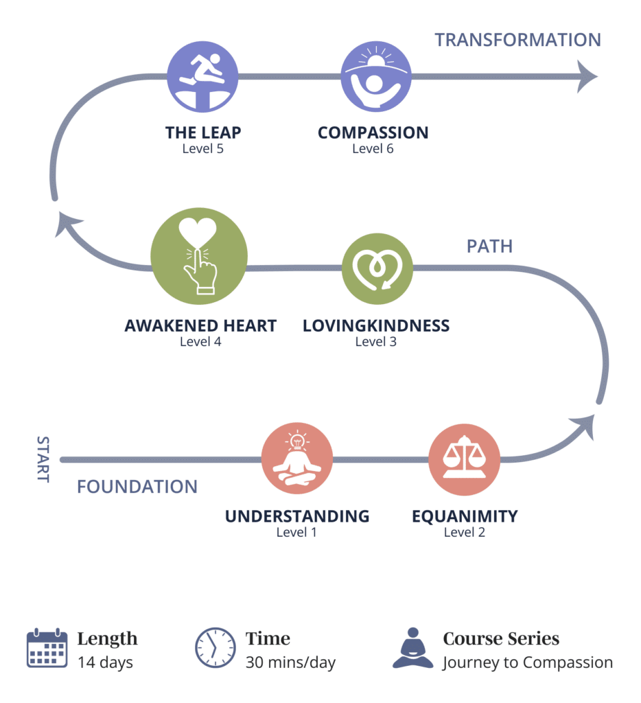 Graphic showing Mindwork's Level 4 - Awakened Heart path progression