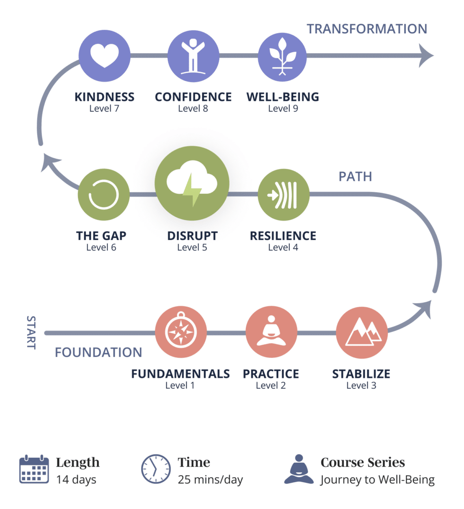 Level 5 Disrupt, part of the progressive path through Mindwork's Journey to Well-Being meditation program